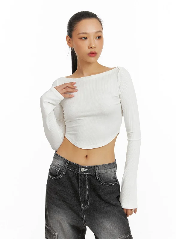 Comfy Layers Boat Neck Crop Tee IA417