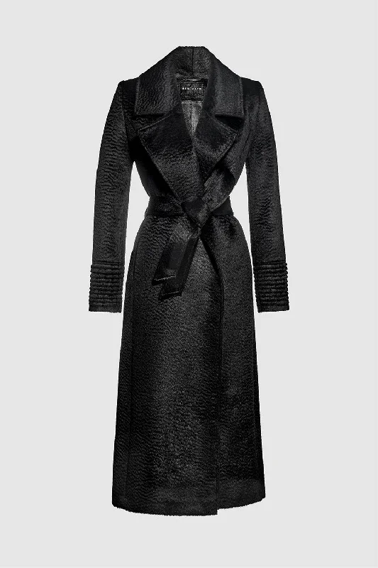 Modern Chic Suri Alpaca Long Notched Collar Wrap Coat