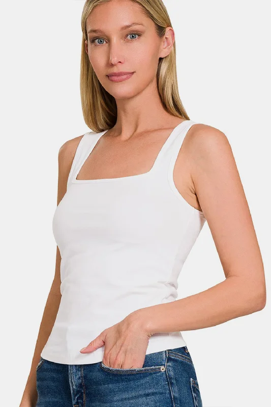 Soft Casuals Zenana Square Neck Cropped Tank