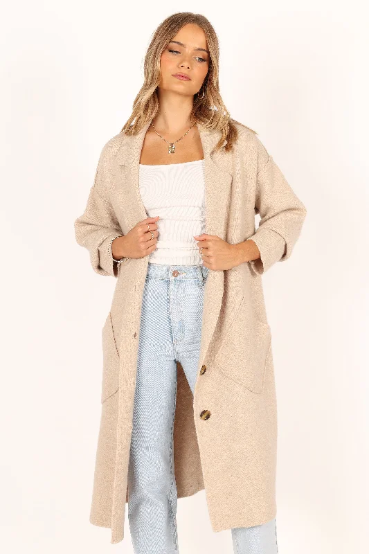 Comfortable Tops Ivy Button Front Coatigan - Oatmeal