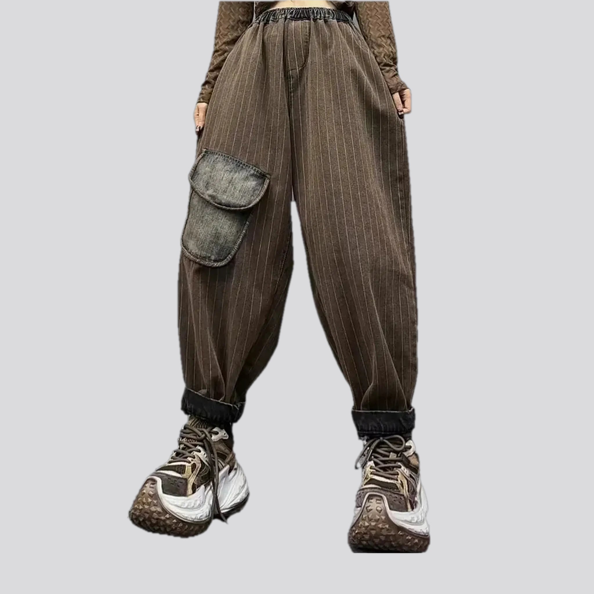 Relaxed Fit Slouchy boho striped women's jeans joggers