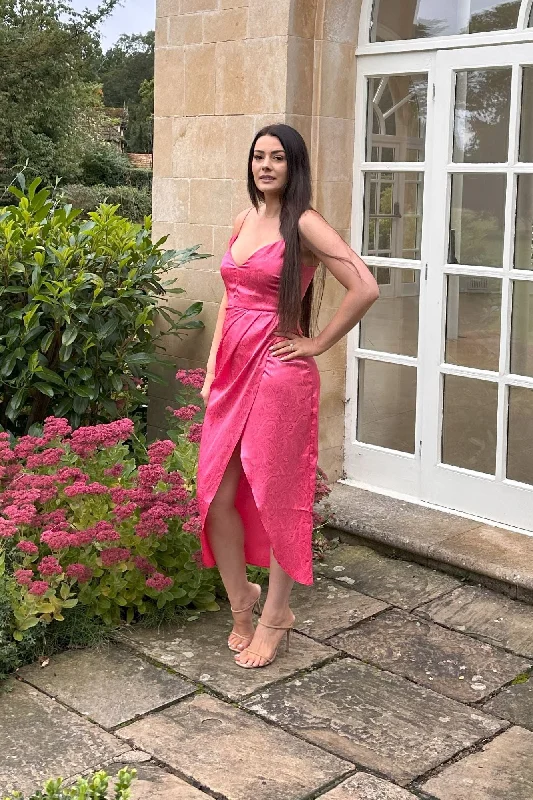 Stylish Wear Vesper Margiela Pink Jacquard Midaxi Dress