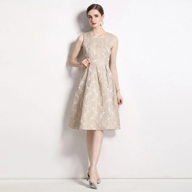 Casual Comfort Vest Skirt Slim Jacquard Sleeveless Jumper Dress