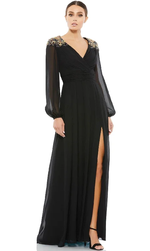 Effortless Wear Mac Duggal 55694 - Bishop Sleeve A-Line Evening Gown | Couture Candy