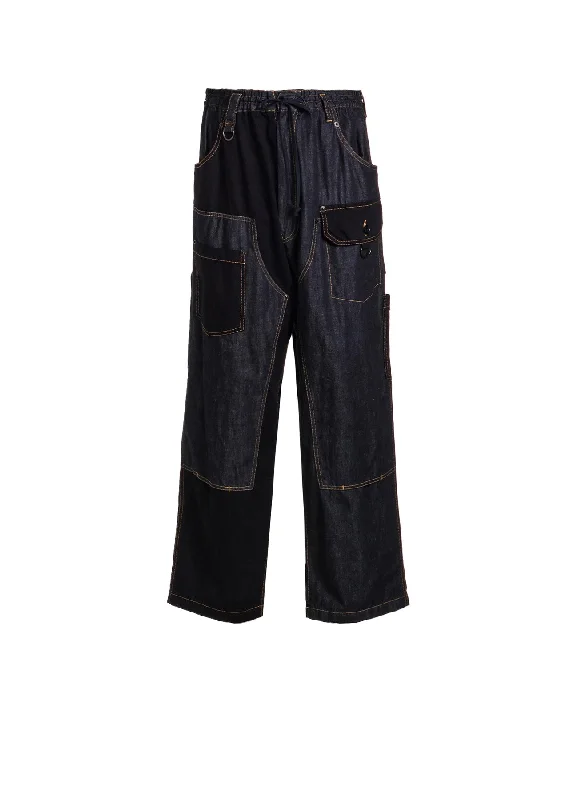 Easy-to-Wear 7OZ DENIM CRAZY PATCHWORK DOUBLE KNEE PAINTER PANTS