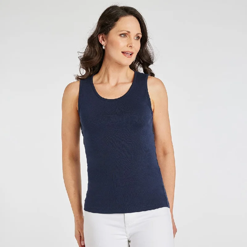 Relaxed Fashion Ladies Essential Crew Vest Navy