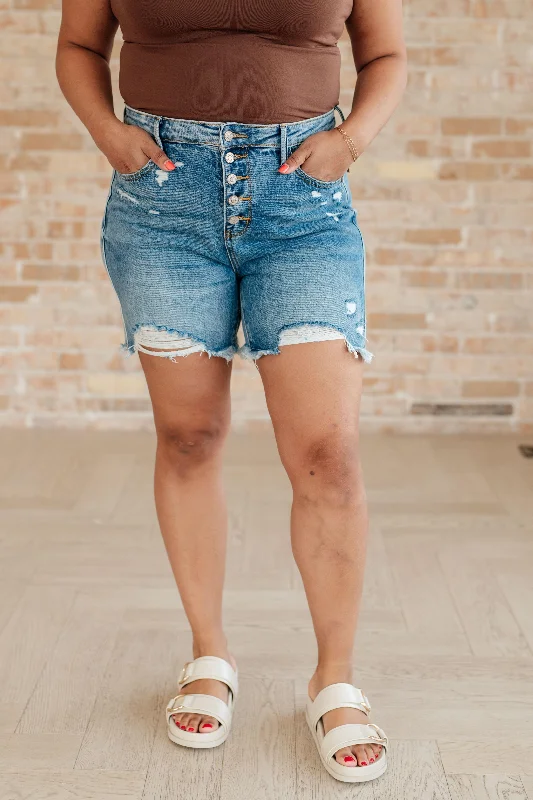 Casual Fit Wear High Rise Button Fly Judy Blue Denim Cutoff Shorts
