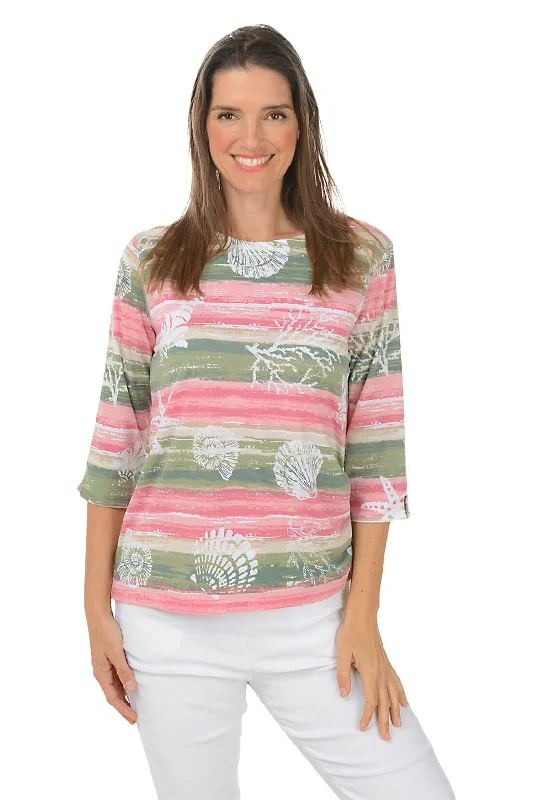 Relaxed Tops Petite Sage Seashell Side Tie Top