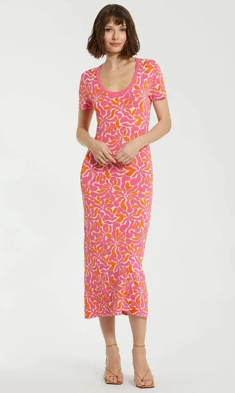Cozy Dress Mac Duggal K10045 - Floral Printed Short Sleeve Long Dress