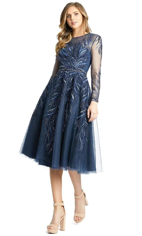 Chic Outfits Mac Duggal - A11136 Embroidered Long Sleeve A-Line Dress