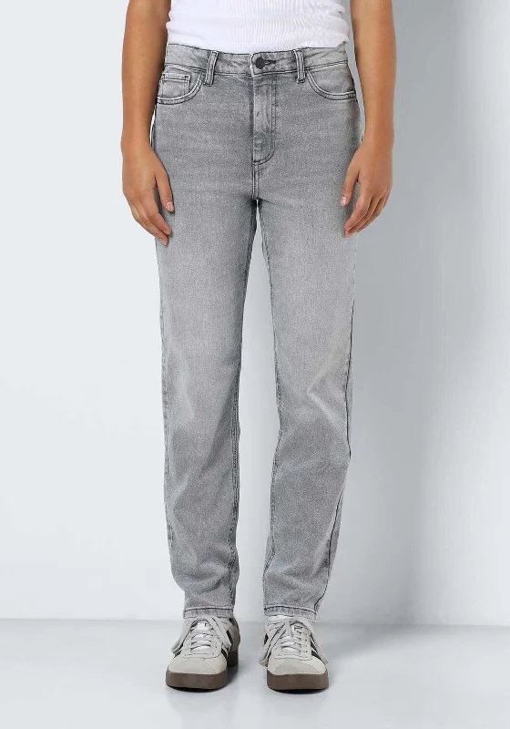 Comfortable Tops Noisy May Moni Slim Fit Straight Leg Jeans, Light Grey Denim