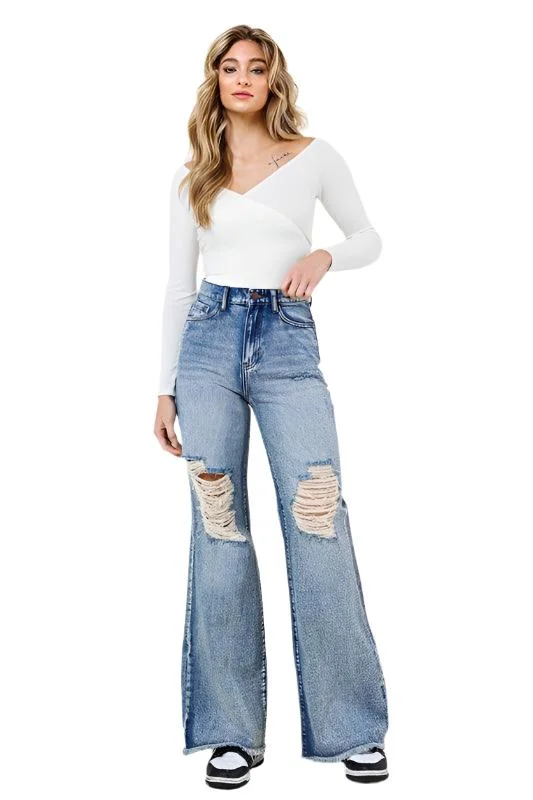 Relaxed Chic High Rise Wide Leg In Vintage Acid Wash Jeans