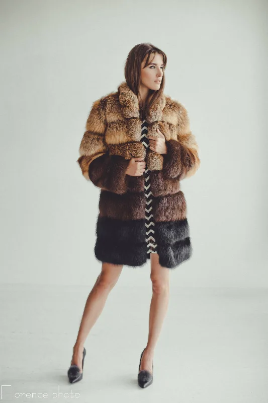 Soft Feel Fox Fur Coat (Multicolor)