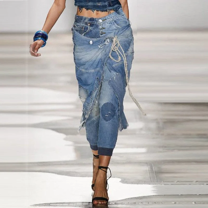 Elegant Fit DressBetty - Women's Jeans Pants Fashion High Waist Mom Show Pants Spring Summer Retro Street Loose Wide Leg Pants