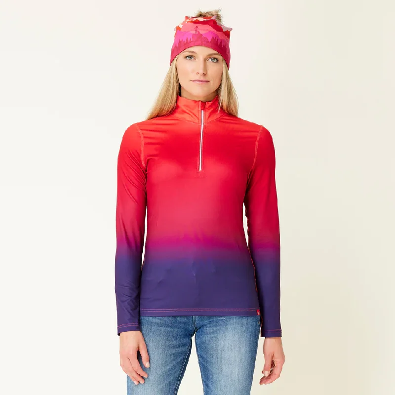 Comfortable Fashion Women's 1/4 Zip Gradient Top