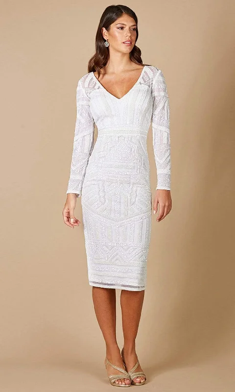 Effortless Outfits Lara Dresses - 51076 Knee Length Beaded Sheath Bridal Dress