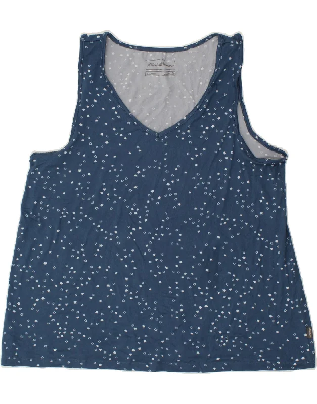 Comfortable Sweaters EDDIE BAUER Womens Abstract Pattern Vest Top UK 18 XL Blue Polyester