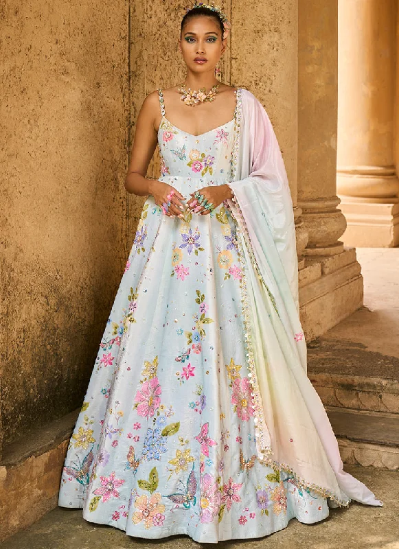 Cozy Chic Wear Mint Heavy Embellished Velvet Anarkali