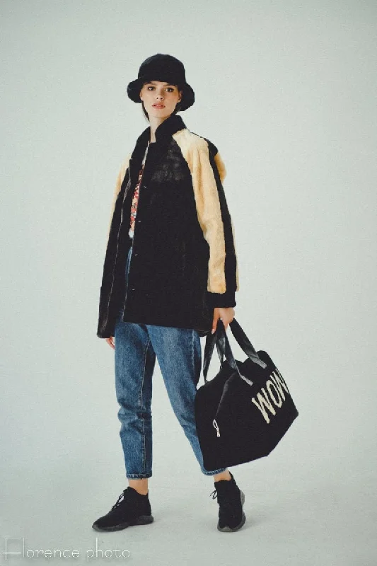 Casual Fit Beaver Fur Oversized Winter Jacket