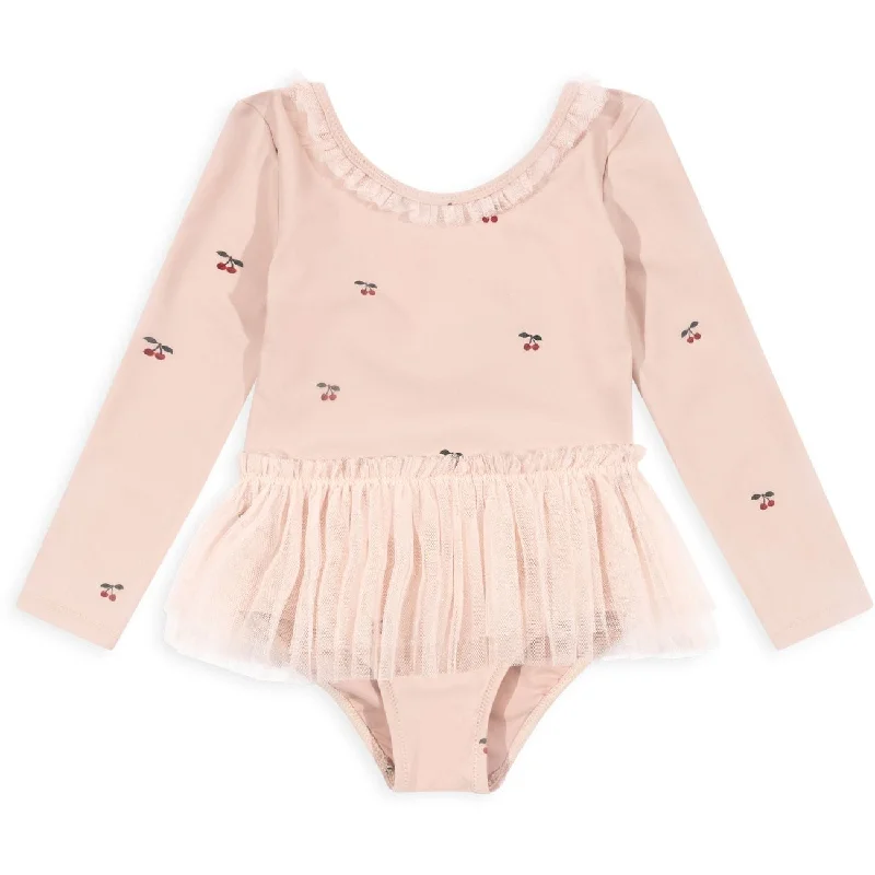 Relaxed Fit Wear Konges Sløjd Layered Tulle Ls Swimsuit Cherry Blush