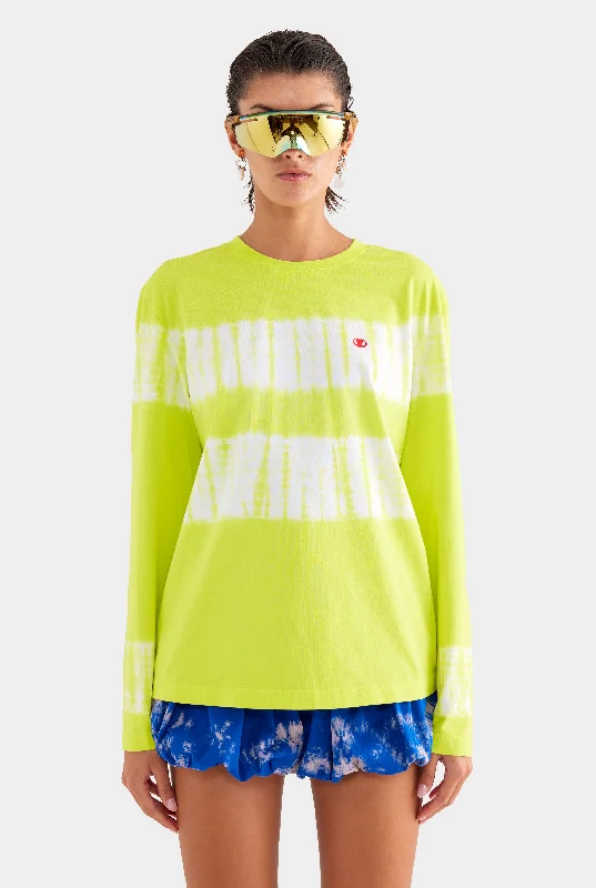 Easy Style Long Sleeve Tie Dye Tee - Chartreuse Tie Dye