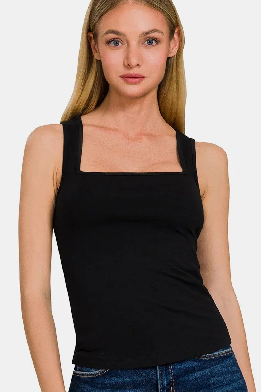 Effortless Outfits Zenana Square Neck Cropped Tank
