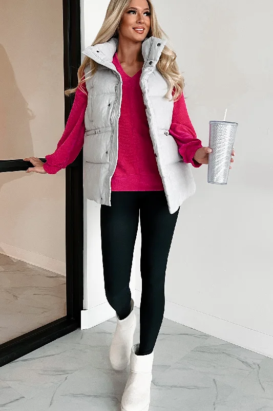 Easy Style License To Chill Oversized Puffer Vest (Grey)