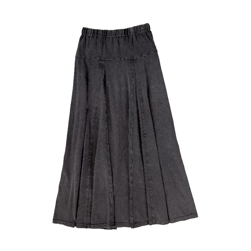 Versatile Casuals VALENTINA BLACK FLOWY MINERAL WASH MAXI SKIRT