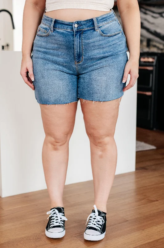 Comfortable Looks Judy Blue Stretch High Rise Cutoff Denim Shorts Plus Size