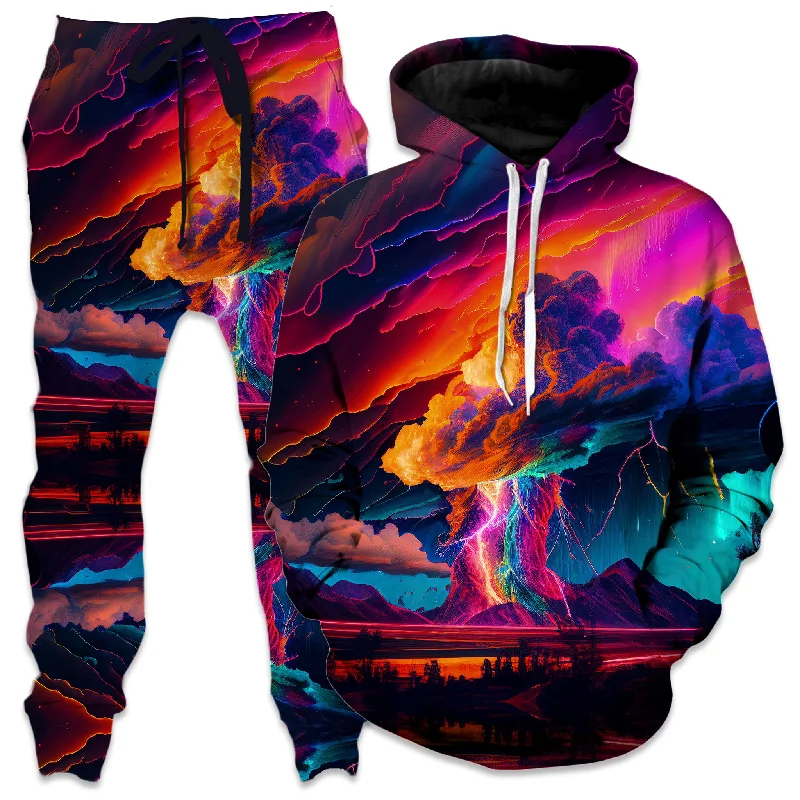 Relaxed Tops Rainbow Storm Hoodie and Joggers Combo