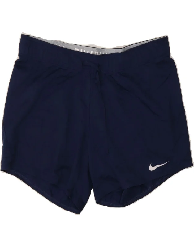 Sporty Wear NIKE Womens Dri Fit Sport Shorts UK 10 Small  Navy Blue Polyester