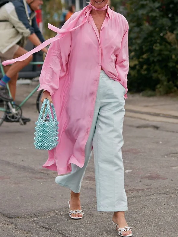 Soft Textures Casual Loose Solid Color Button Two-piece Suit