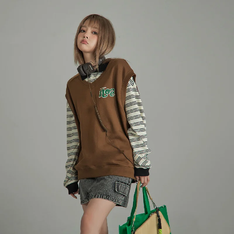 Soft Knitwear Lettering Loose Fit Sweater Vest