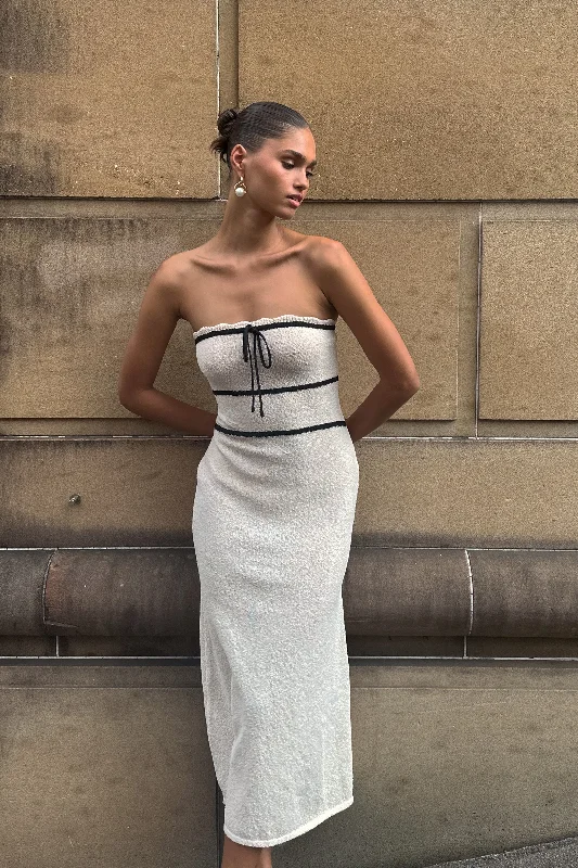 Soft Feel Dawn Strapless Knit Midi Dress - Cream