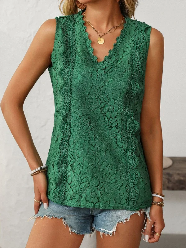 Effortless Dressing Mandy Lace V-Neck Tank