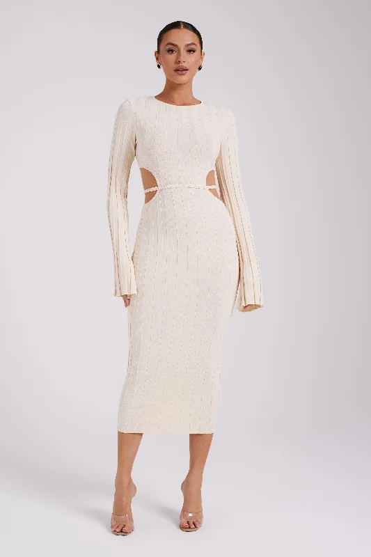 Comfort Fit Elodie Knit Midi Dress - Cream