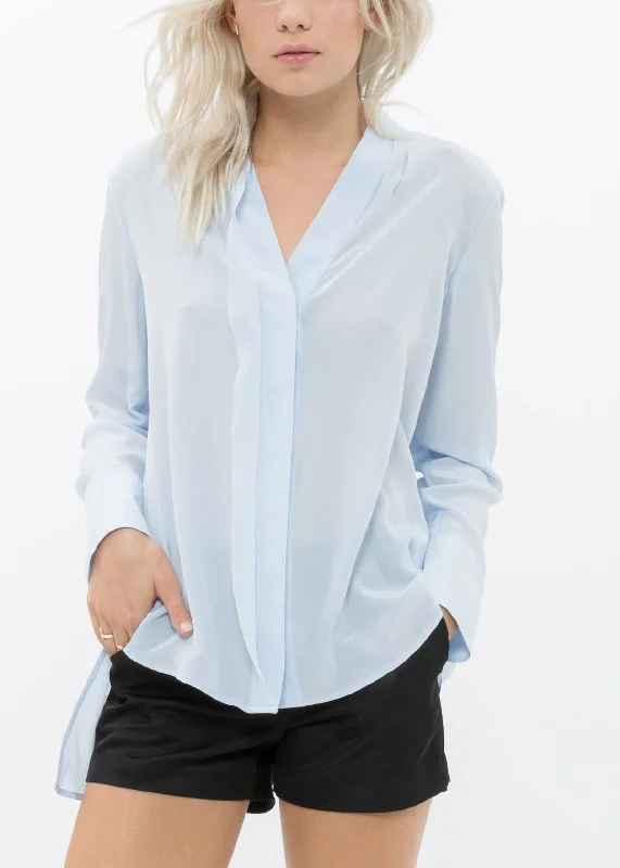 Effortless Wear Women's Sheer Placket Hi Lo Blouse