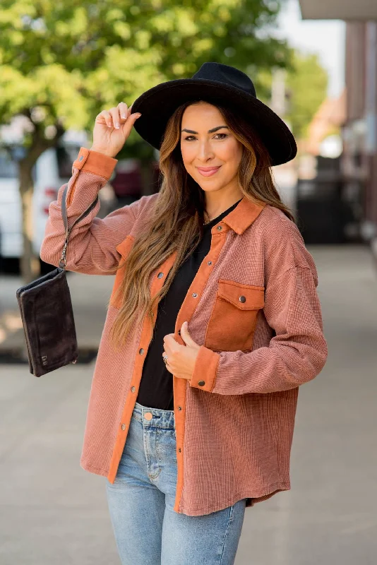 Trendy Dresses Waffle Button Up Shacket