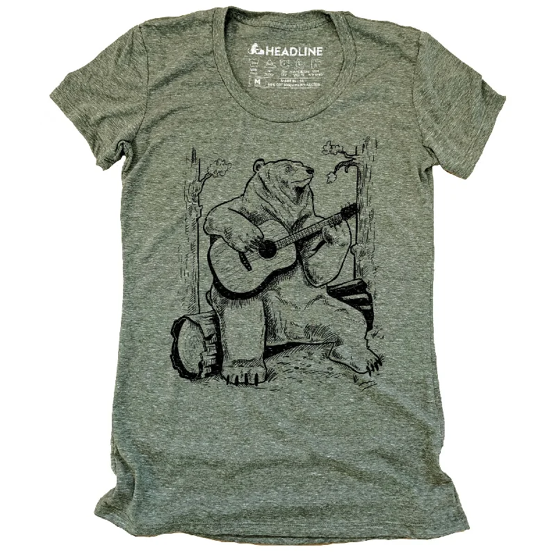 Fashion Comfort Women's Acoustic Guitar Bear T-Shirt