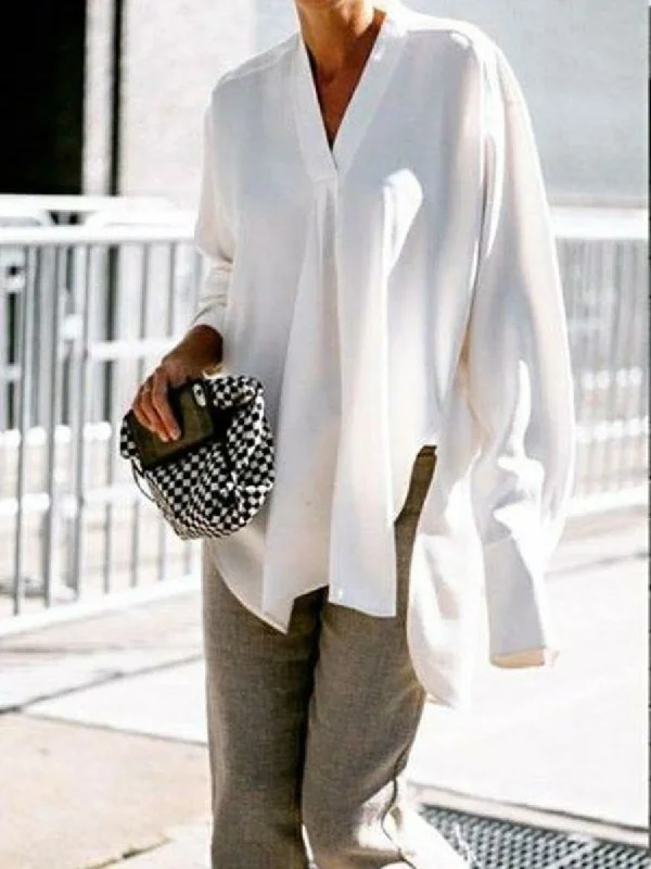 Light Comfort Loose Casual V-neck Shirt Trousers Set
