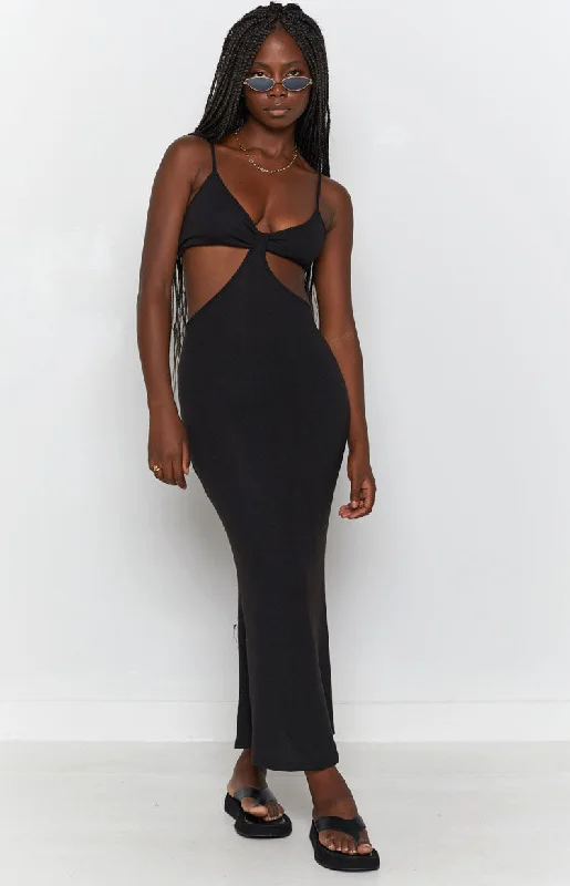 Soft Feel Catalina Cut Out Midi Dress Black