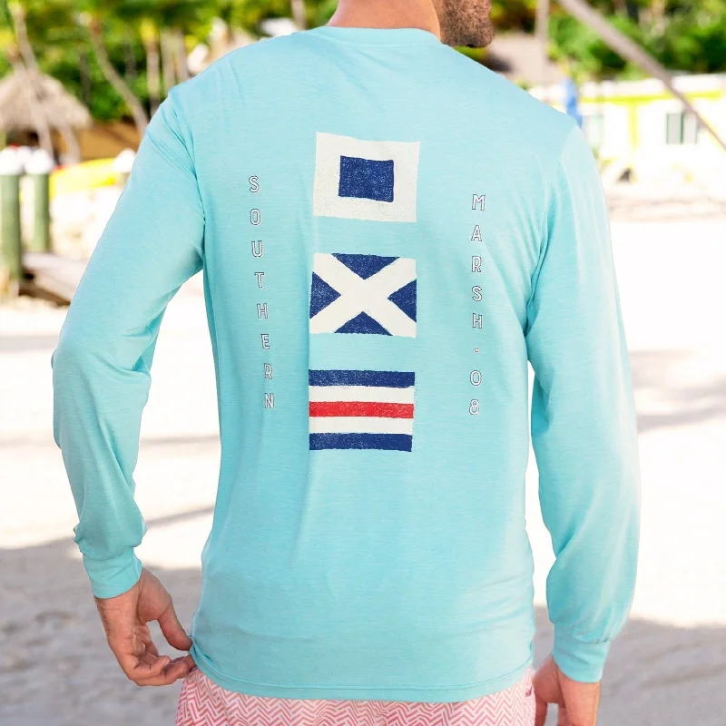 Relaxed Dresses FieldTec™ Heathered Performance Tee - Flags - Long Sleeve