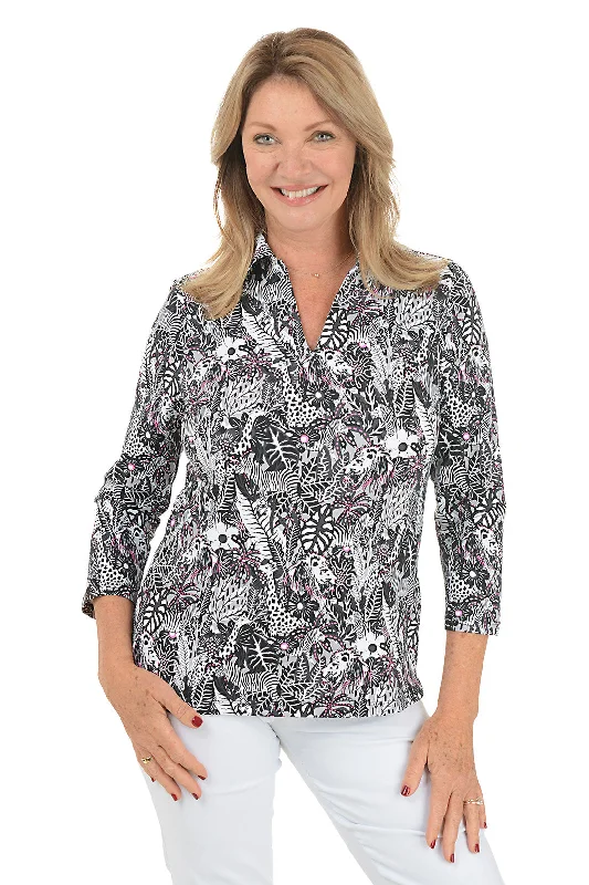 Fashion Comfort Jungle Safari UPF50+ 3/4 Sleeve Polo Top