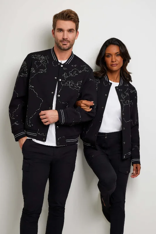 Layered Style Map Bomber Jacket