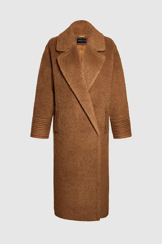 Relaxed Tops Bouclé Alpaca Long Oversized Notched Collar Coat