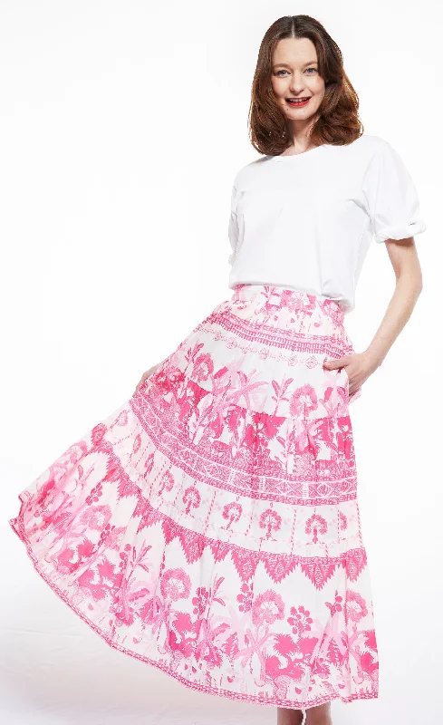 Cozy Sweaters Woodstock Skirt with Pink Ikat Print