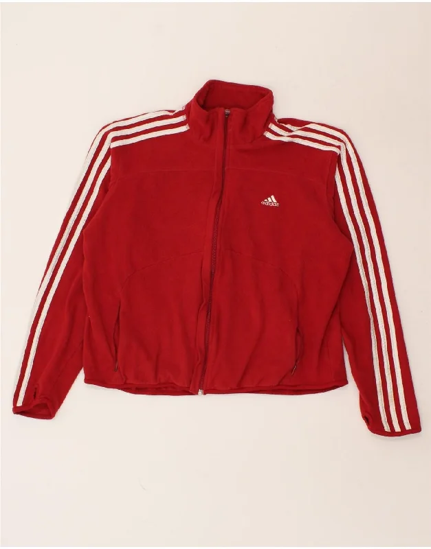 Cozy Knits ADIDAS Womens Tracksuit Top Jacket UK 18 Medium Red Polyester