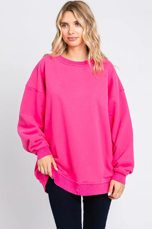 Casual Comfort Fuchsia Soft Knit Fleece Lined Sweatshirt