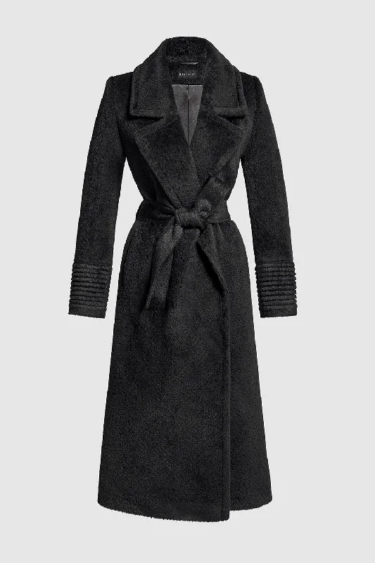 Breathable Style Bouclé Alpaca Long Notched Collar Wrap Coat