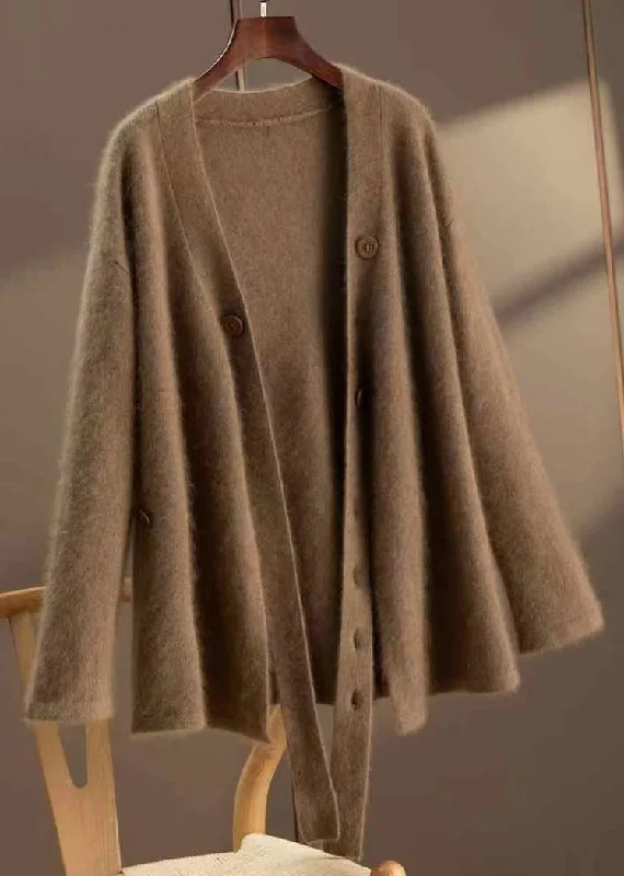 Soft Knitwear French Versatile V Neck Lace Up Button Woolen Cardigans Spring
